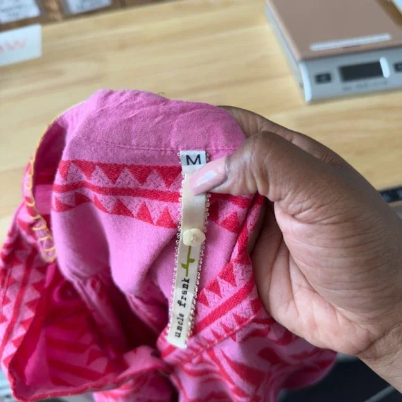 Anthropologie Uncle Frank Frankie Dress Medium Pink‎ Patchwork Boho Western - Picture 10 of 11